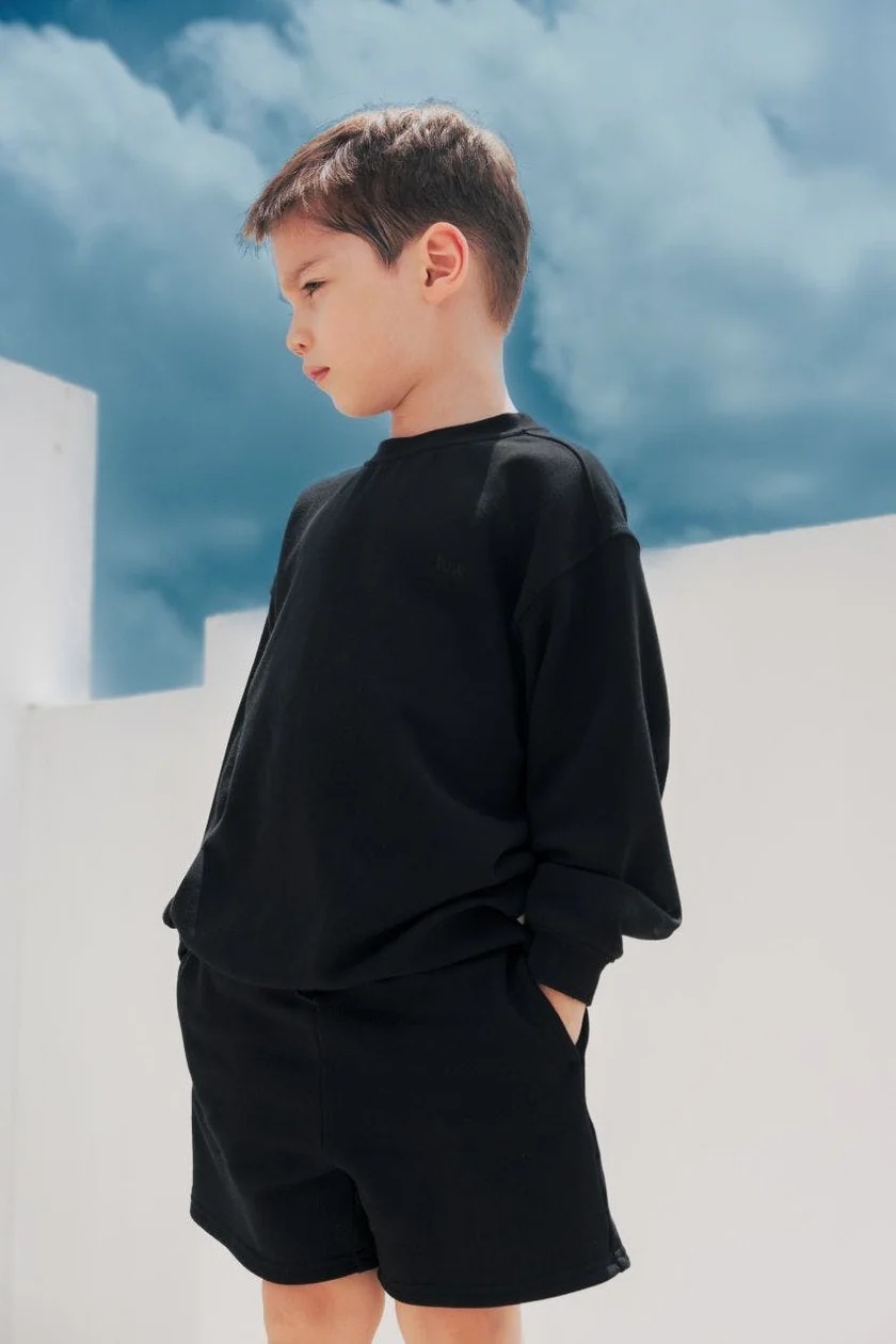 Boys' Oversized Sweatshirt & Sweat Shorts Set β Solid Black