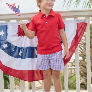 Toddler & Boys' Red Polo Shirt & Plaid Shorts 2-Piece Set