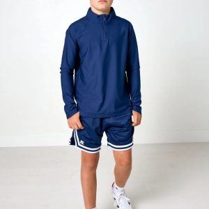 Boys' Navy Athletic Quarter-Zip & Shorts Set