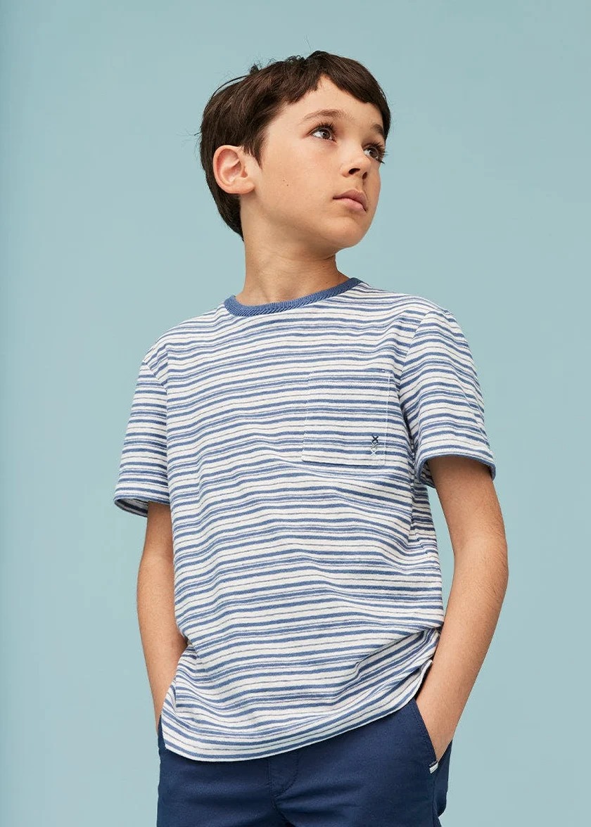 Organic Cotton Striped Short Sleeve Pocket Tee