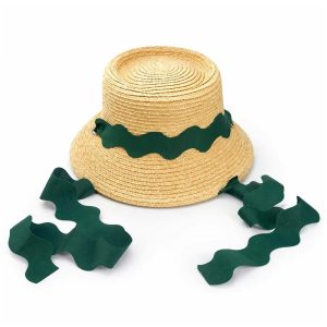 Girls' Straw Sun Hat with Wavy Ric-Rac Ribbon